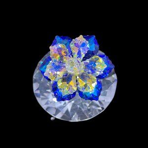 Aurora Crystal‎ Flower Brooch Iridescent Vintage Pin Fairycore Coquette Glam